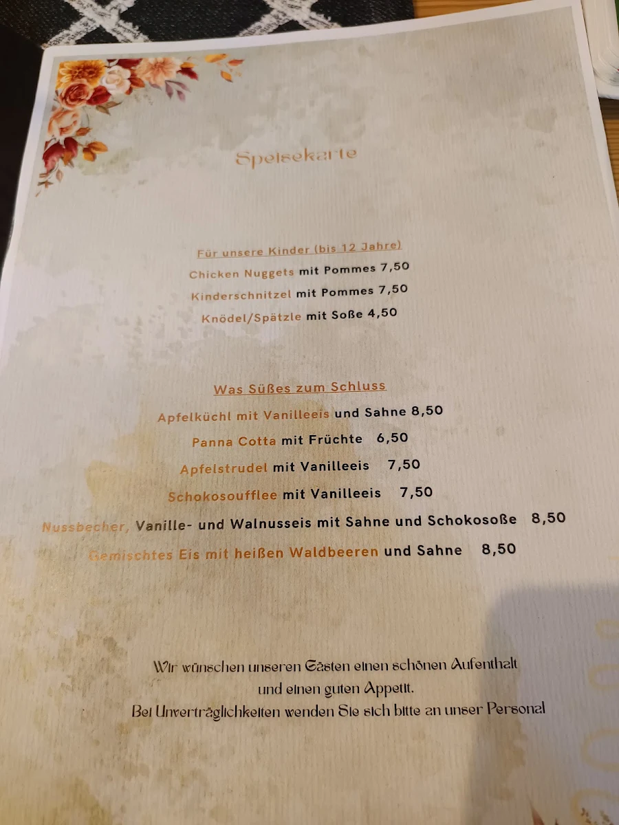Speisekarte, Stadthalle Roding/Restaurant RODwuid