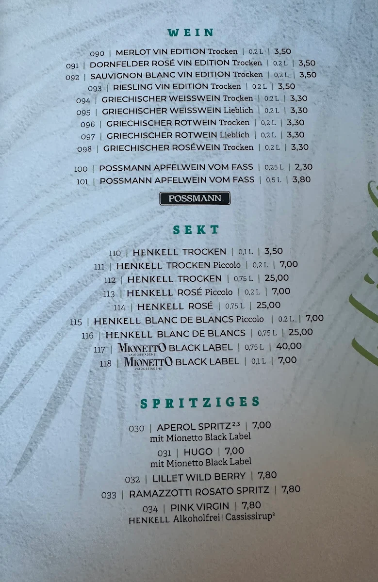Speisekarte, Kneipe & Cocktailbar Paradise Wiesbaden