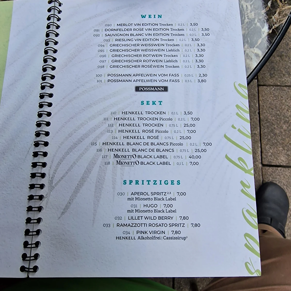 Speisekarte, Kneipe & Cocktailbar Paradise Wiesbaden