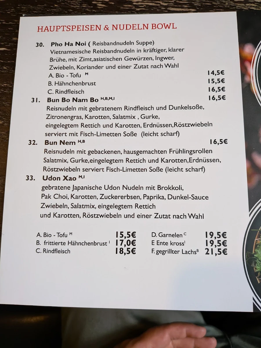 Speisekarte, Cu Thoc Restaurant