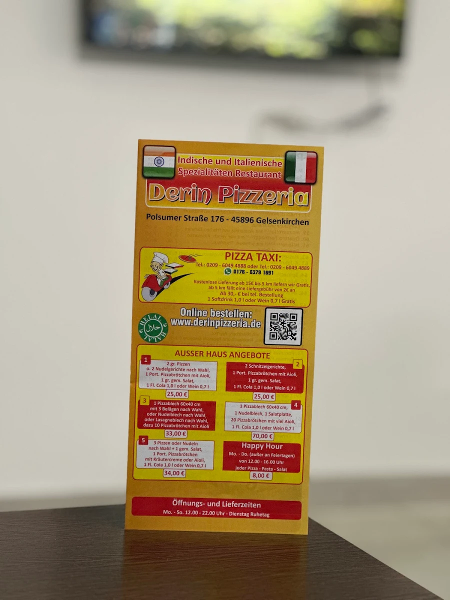 Speisekarte, Derin Pizzeria