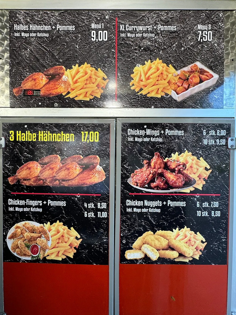 Speisekarte, Hähnchenprinz ( Gockel König )