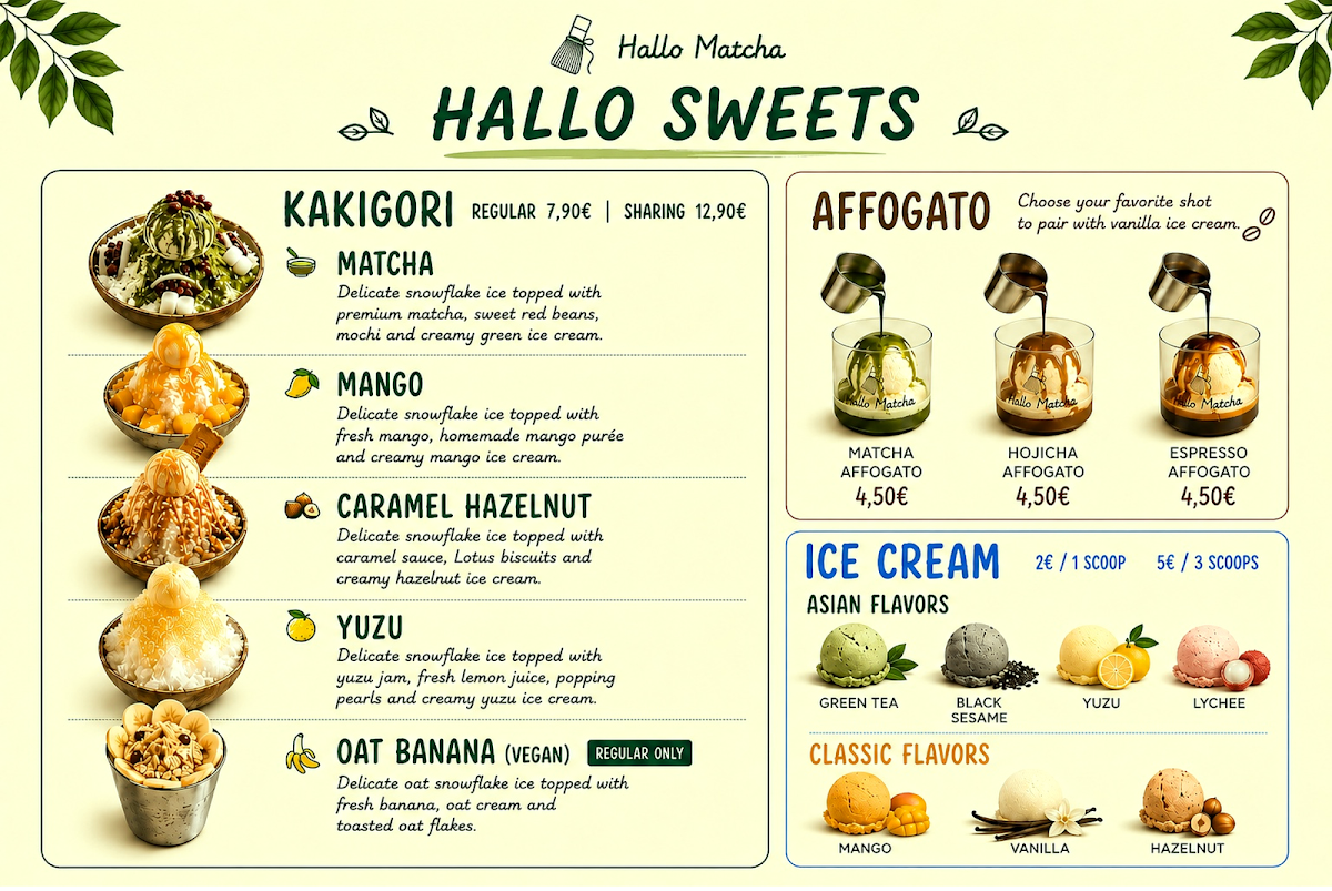 Speisekarte, Hallo Matcha Café