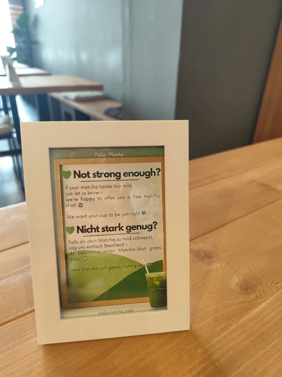 Speisekarte, Hallo Matcha Café