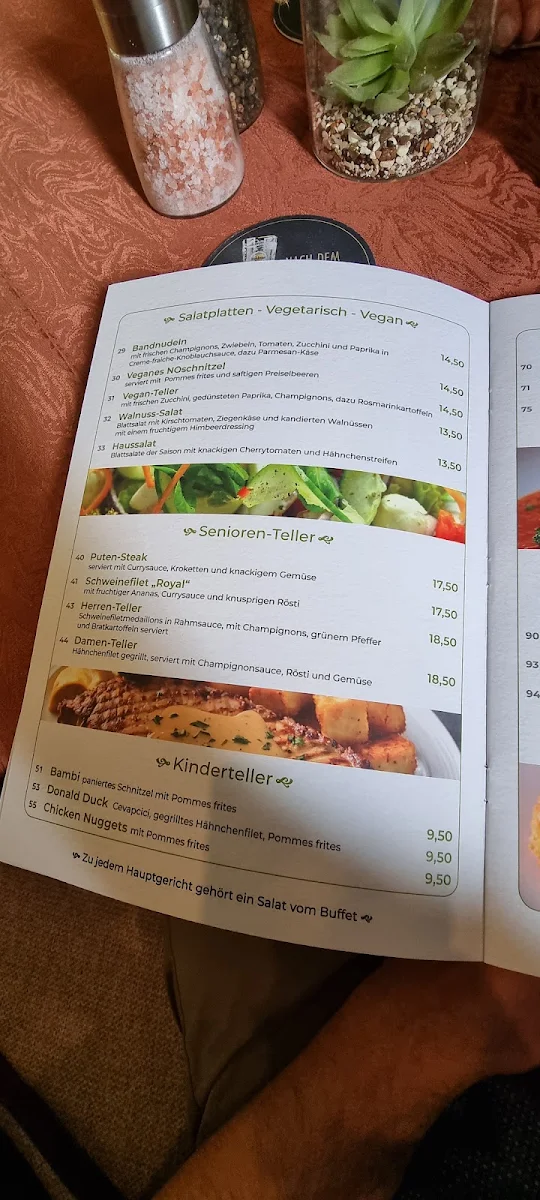 Speisekarte, Hotel Restaurant International