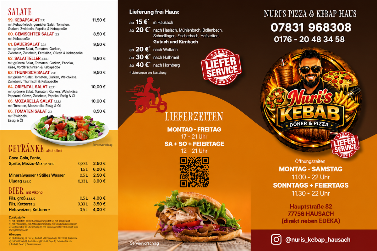 Speisekarte, Nuri's Kebab Hausach