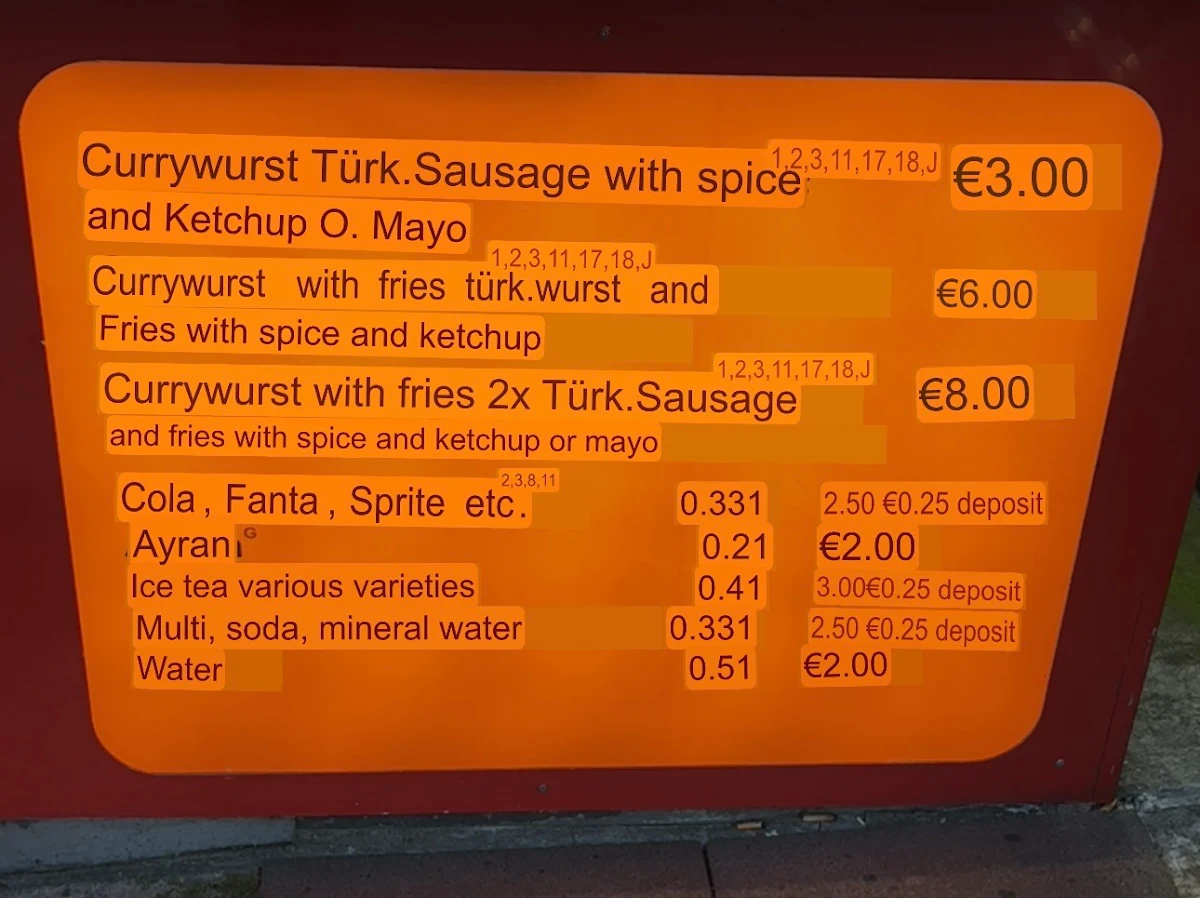 Speisekarte, Hakiki Döner Neukölln