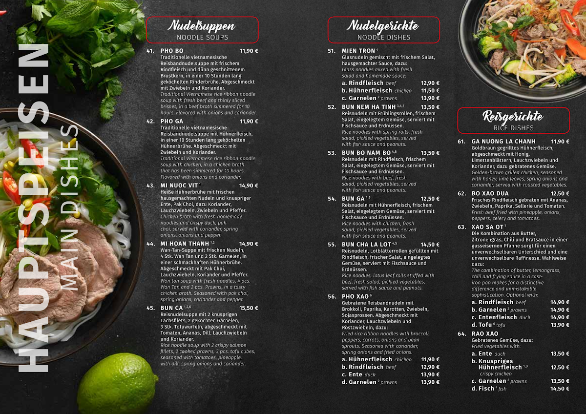 Speisekarte, JaVi 92 Restaurant