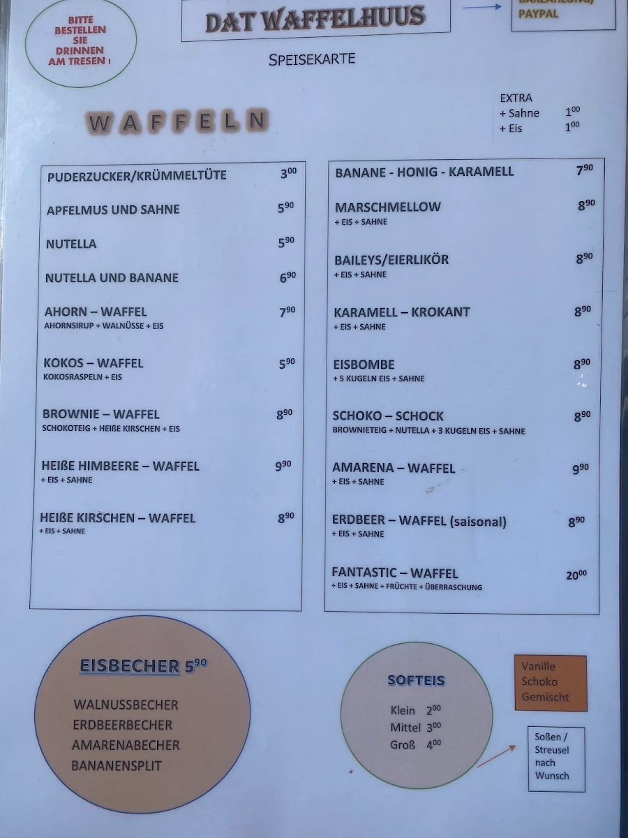 Speisekarte, Dat Waffelhuus