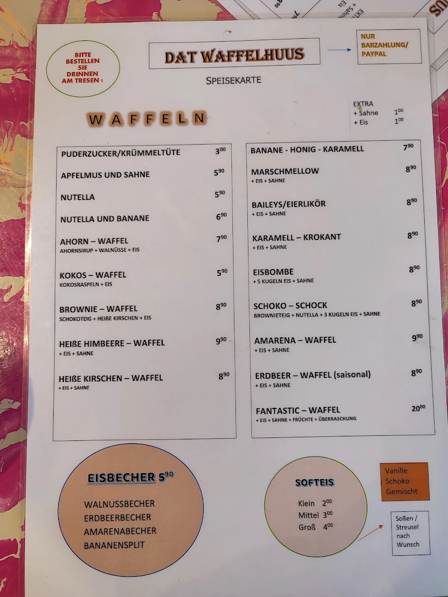 Speisekarte, Dat Waffelhuus