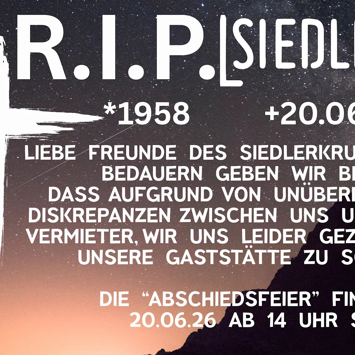 Speisekarte, Siedlerkrug