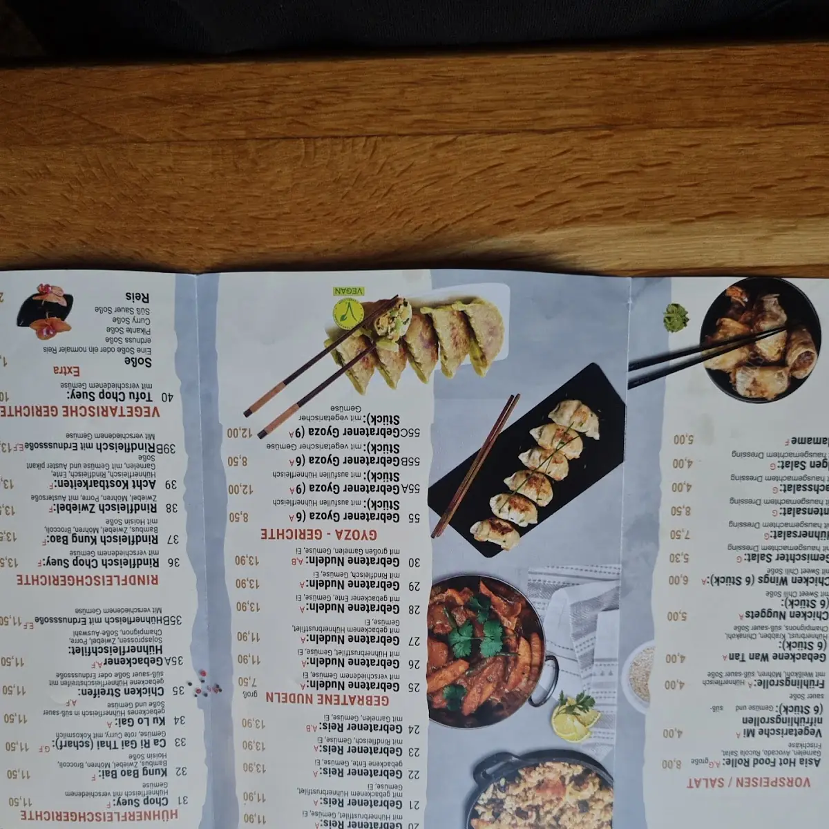Speisekarte, Hot Food - Asiatische Essenskunst