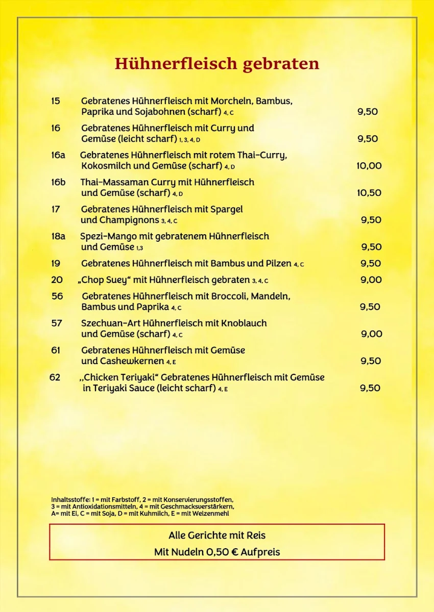 Speisekarte, China Pfanne Husum