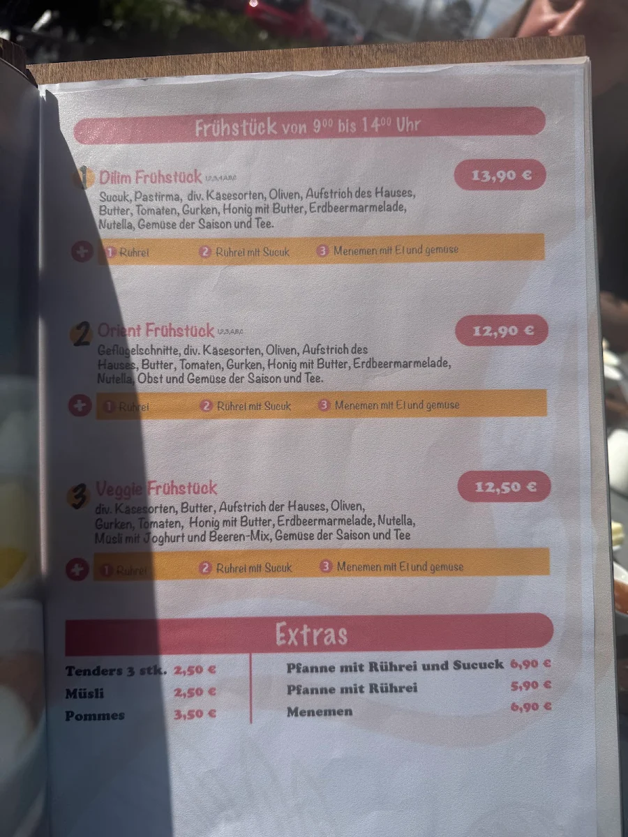 Speisekarte, Dilim Cafe