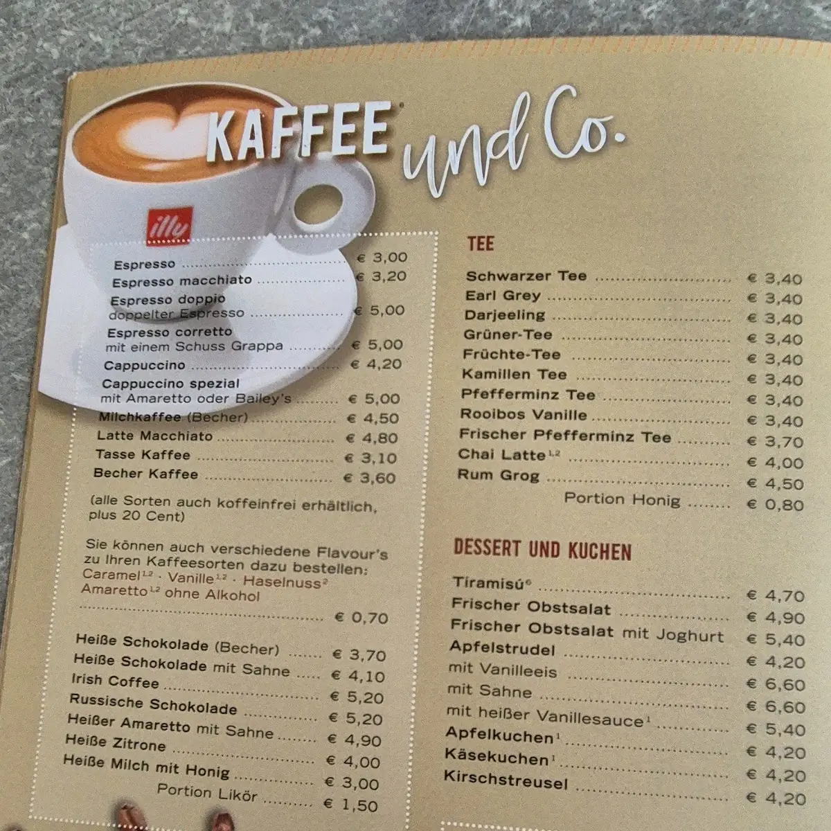 Speisekarte, MIO Bistro Caffé Gelato Sylt