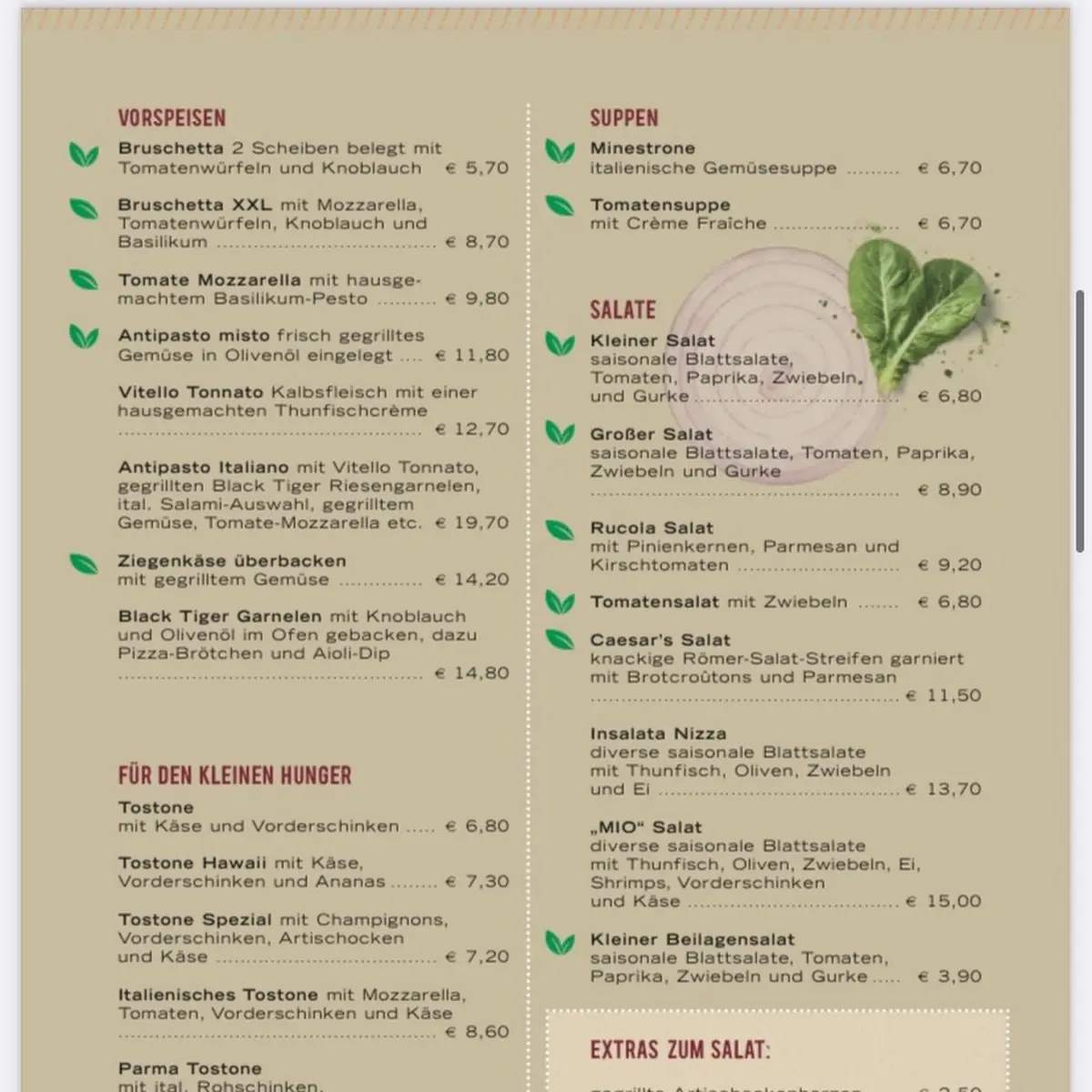 Speisekarte, MIO Bistro Caffé Gelato Sylt