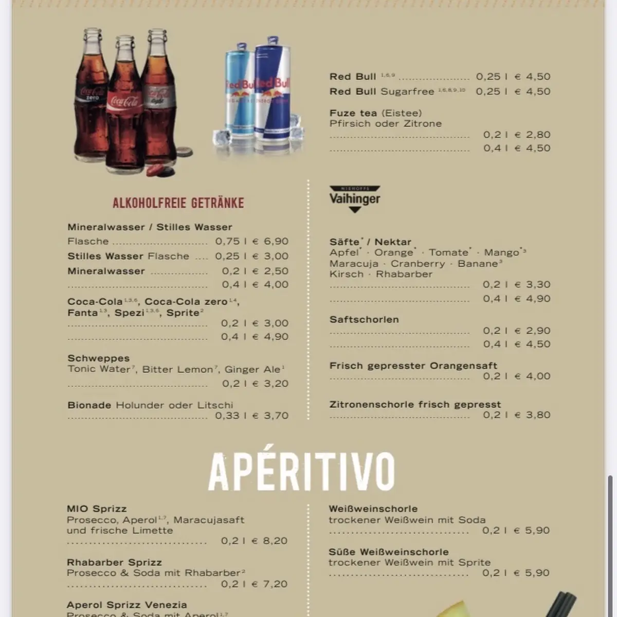 Speisekarte, MIO Bistro Caffé Gelato Sylt