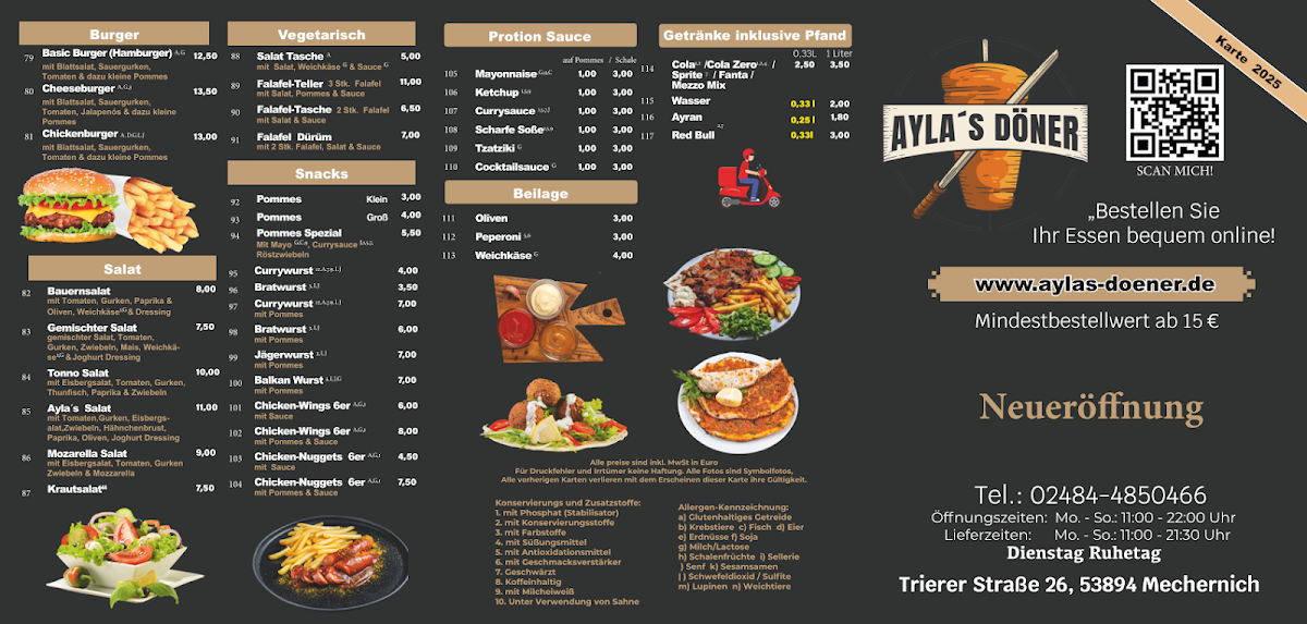 Speisekarte, Aylas Döner Mechernich