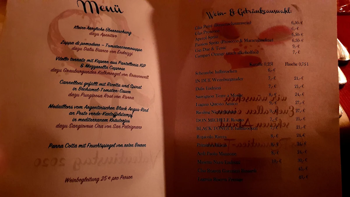 Speisekarte, Ristorante Pizzeria Romantica
