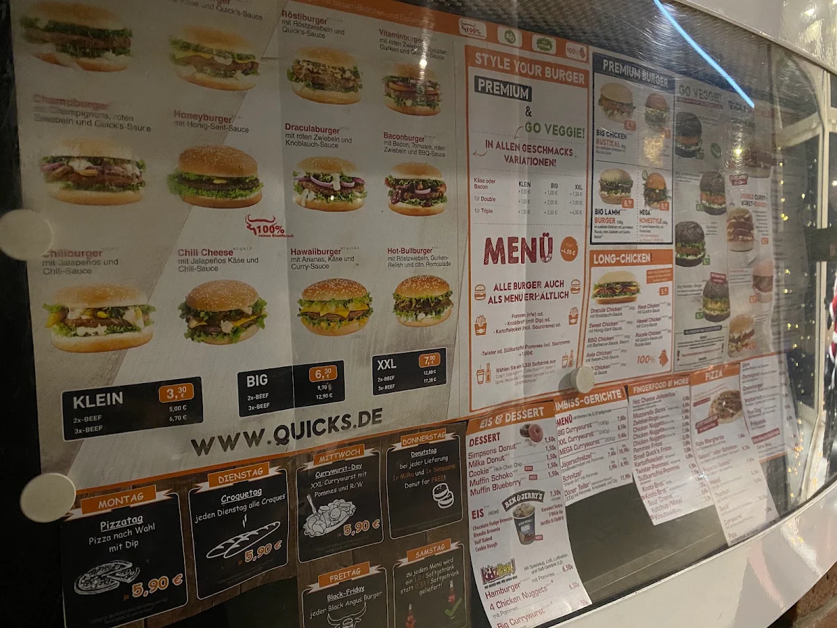 Speisekarte, Quick's "Der BurgerMeister"