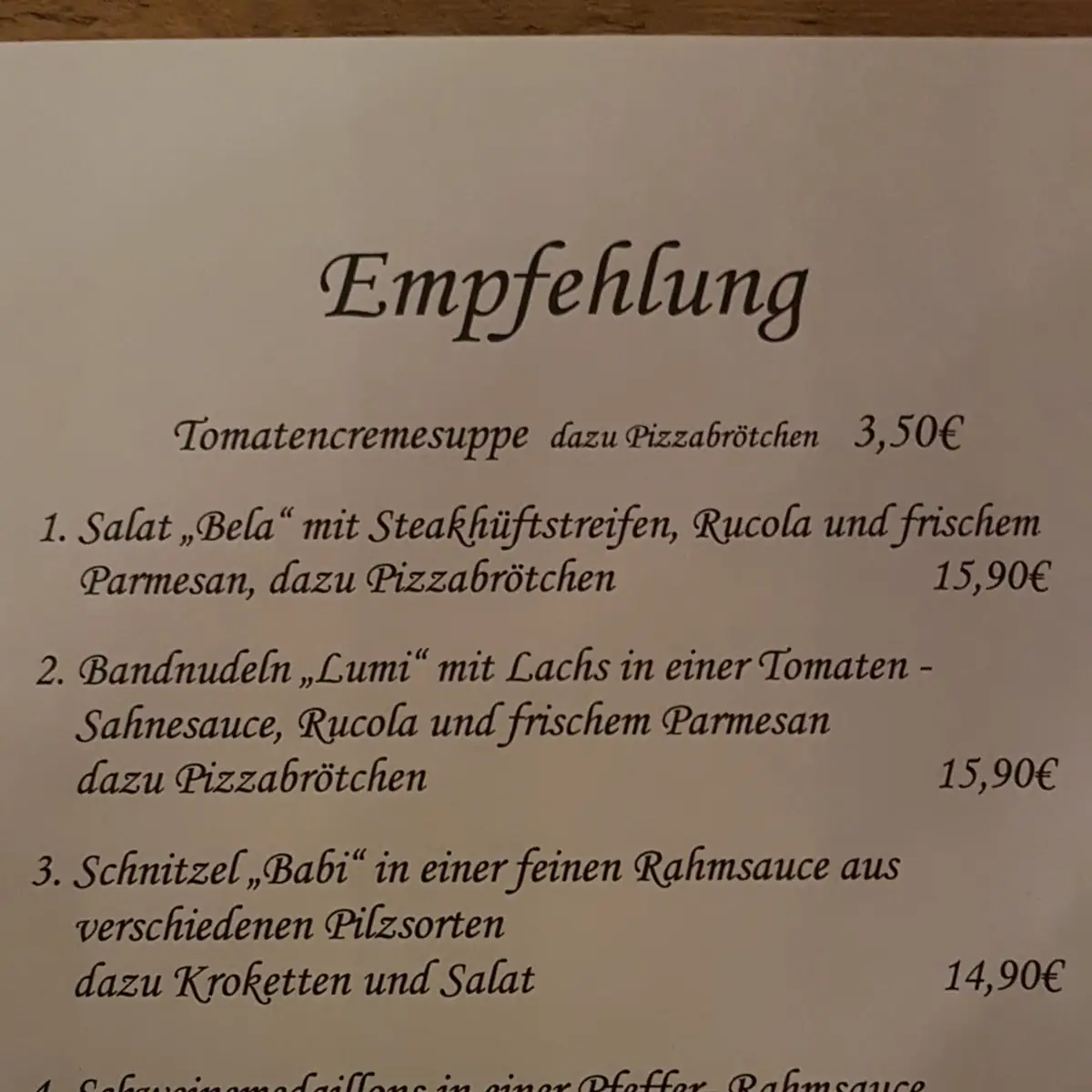 Speisekarte photo 2