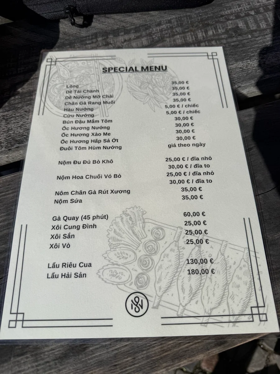 Speisekarte, Vietnamesisches Restaurant Anjoy