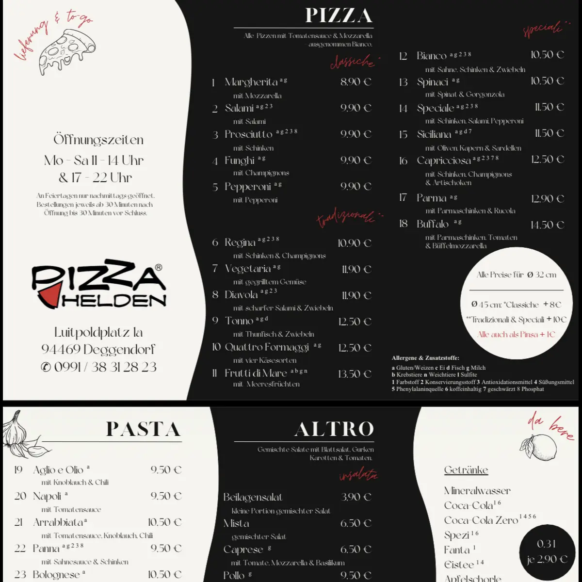 Speisekarte, Pizzahelden - Pizza Lieferservice Deggendorf