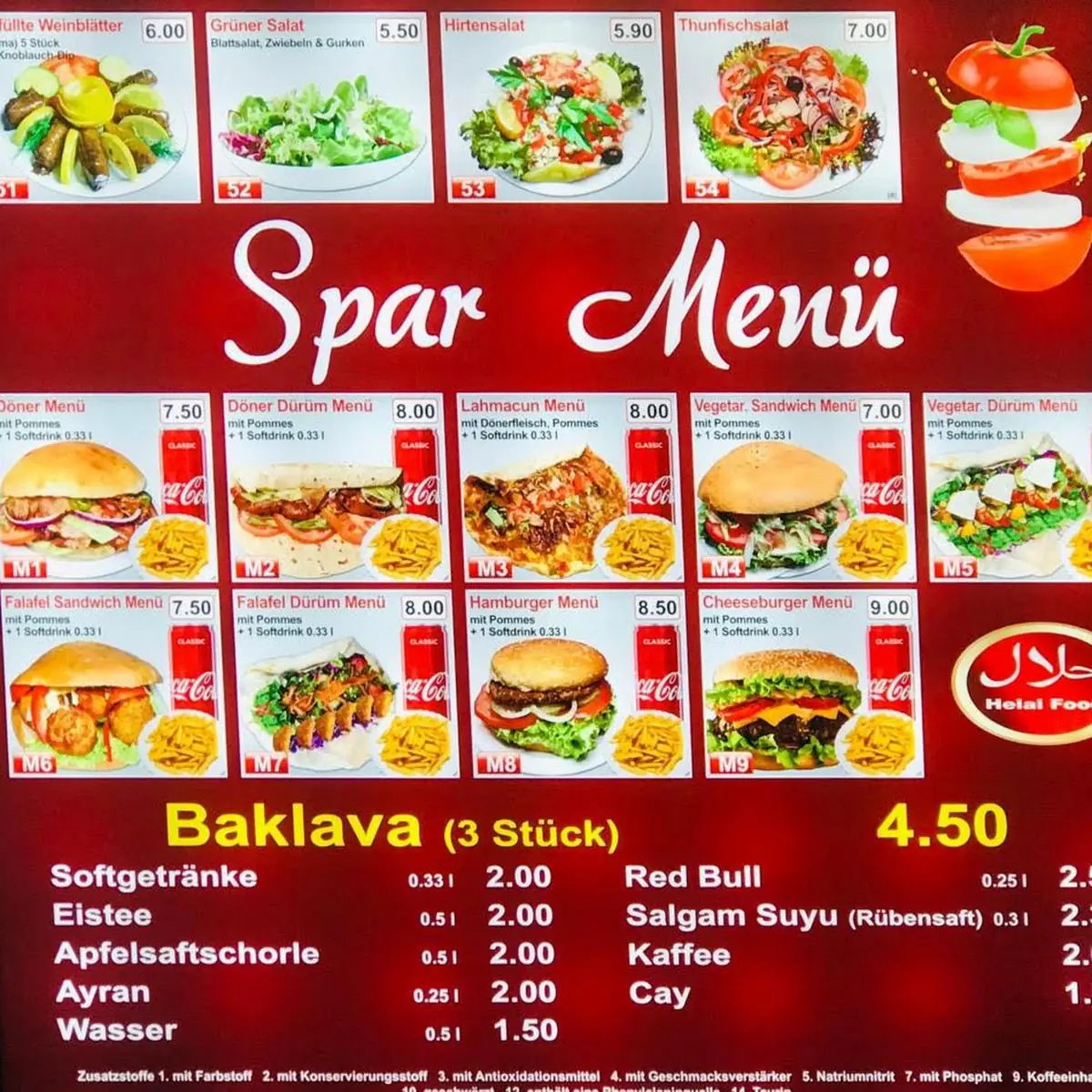 Speisekarte, Main Döner & Falafel