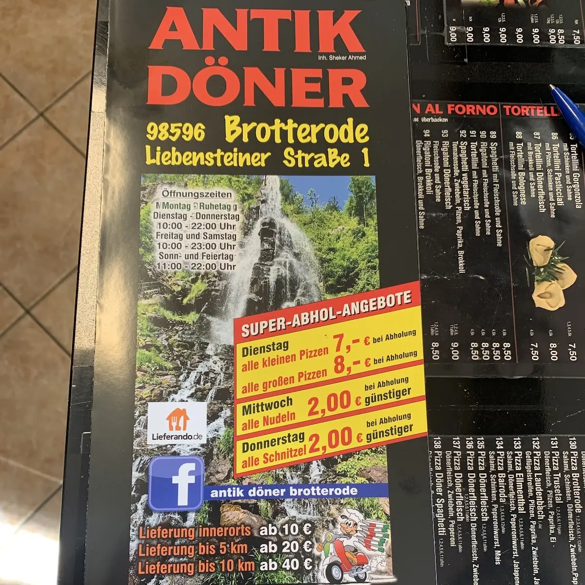 Speisekarte, Antik Döner