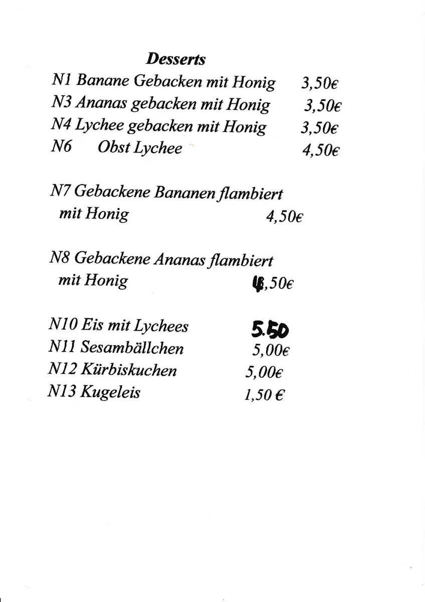 Speisekarte, Asien-Perle
