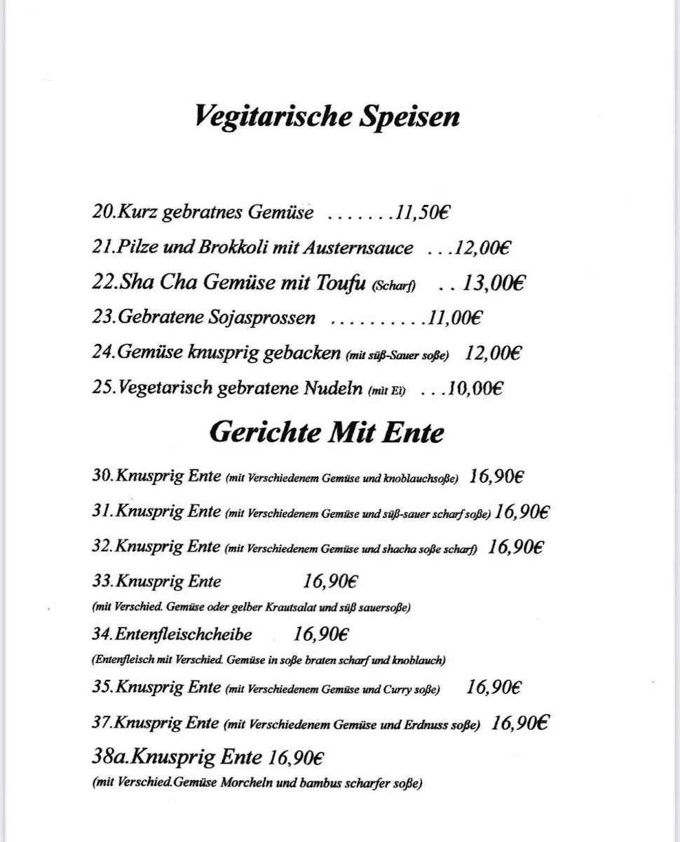 Speisekarte, Asien-Perle