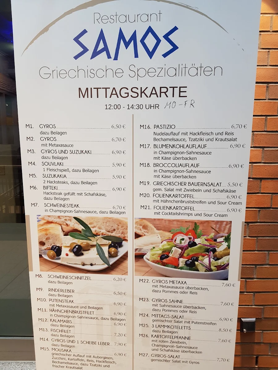 Speisekarte, Restaurant Samos