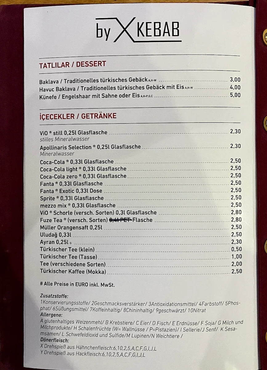 Speisekarte, by X KEBAB