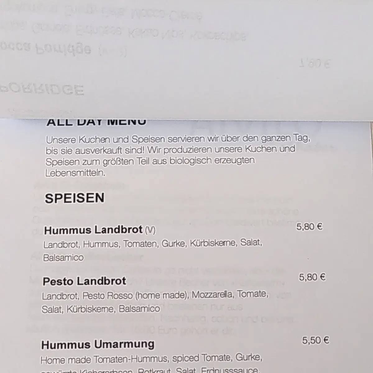 Speisekarte photo 2