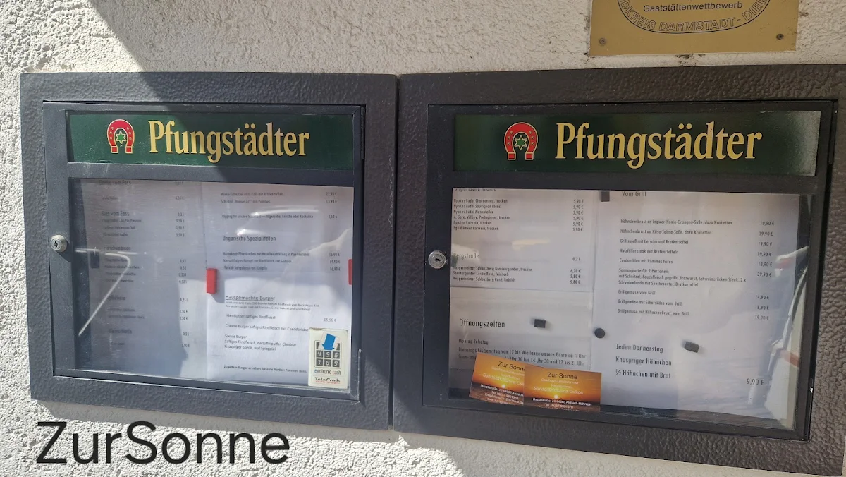 Speisekarte, Zur Sonne