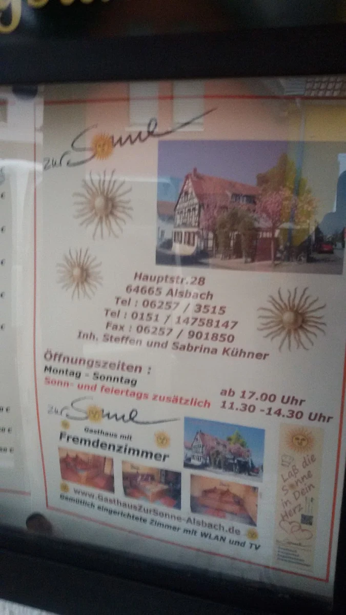 Speisekarte, Zur Sonne