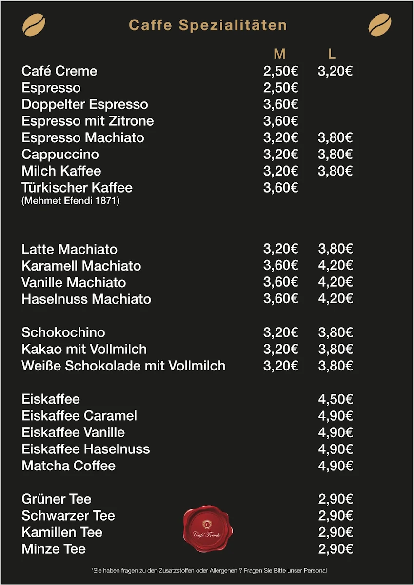 Speisekarte, Café Freude x Windberger Café