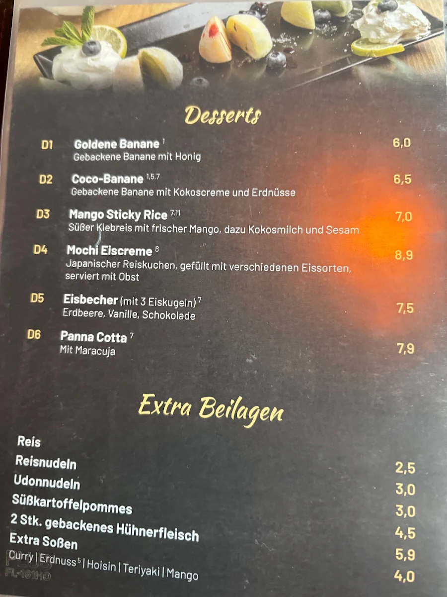 Speisekarte, NAMI Asia Cuisine