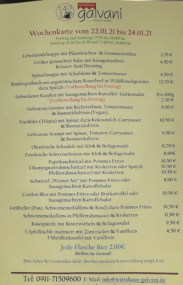 Speisekarte, Das Südlokal