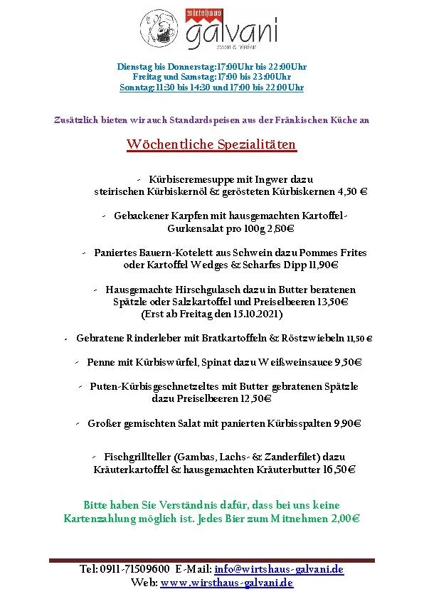 Speisekarte, Das Südlokal