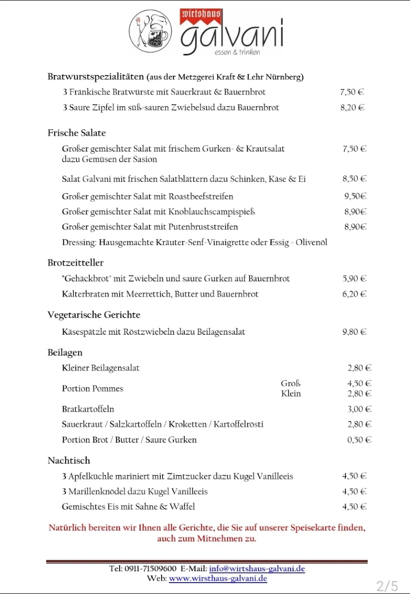 Speisekarte, Das Südlokal