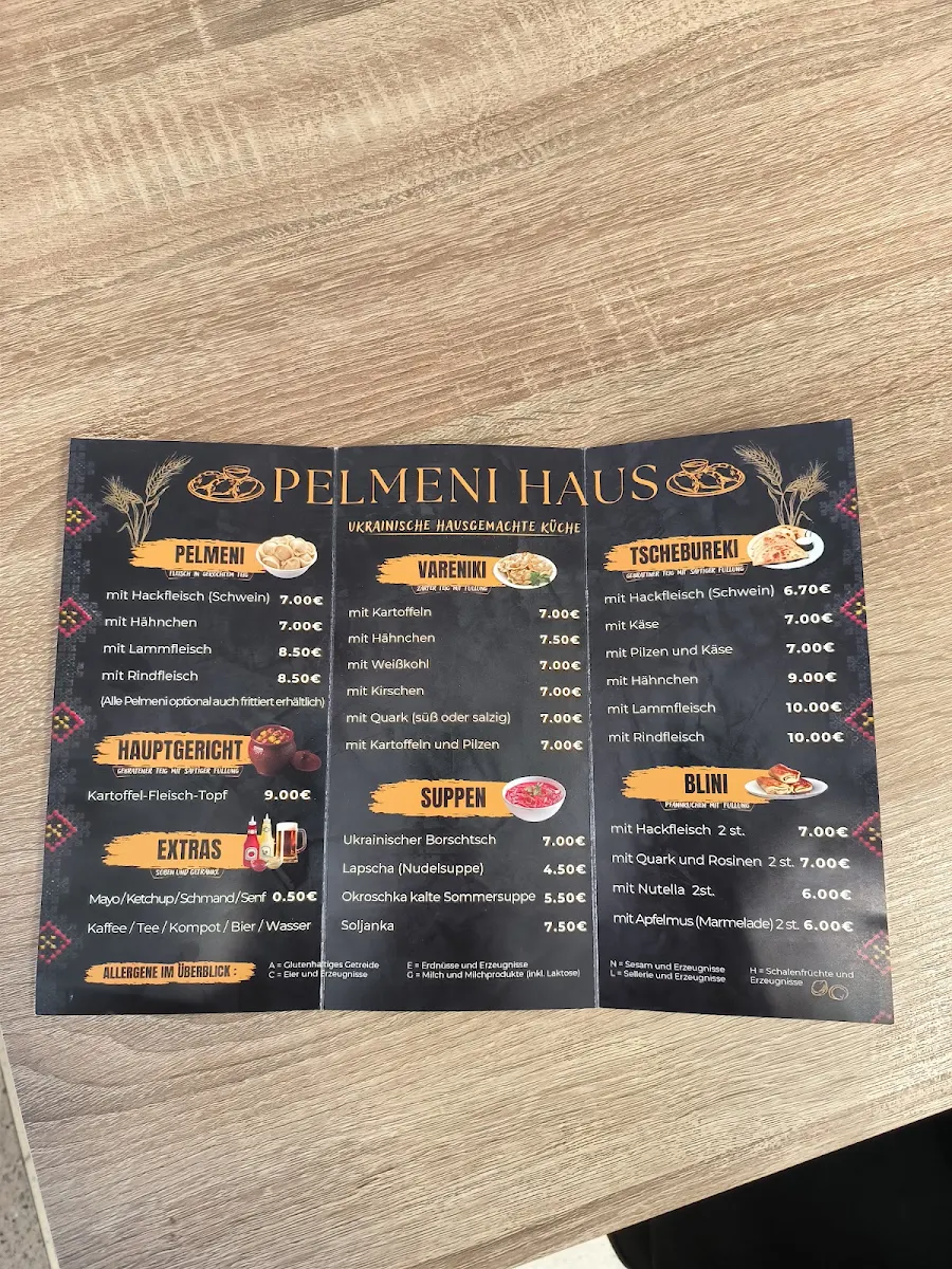 Speisekarte, Pelmeni Haus