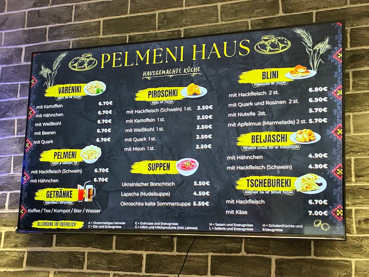Speisekarte, Pelmeni Haus
