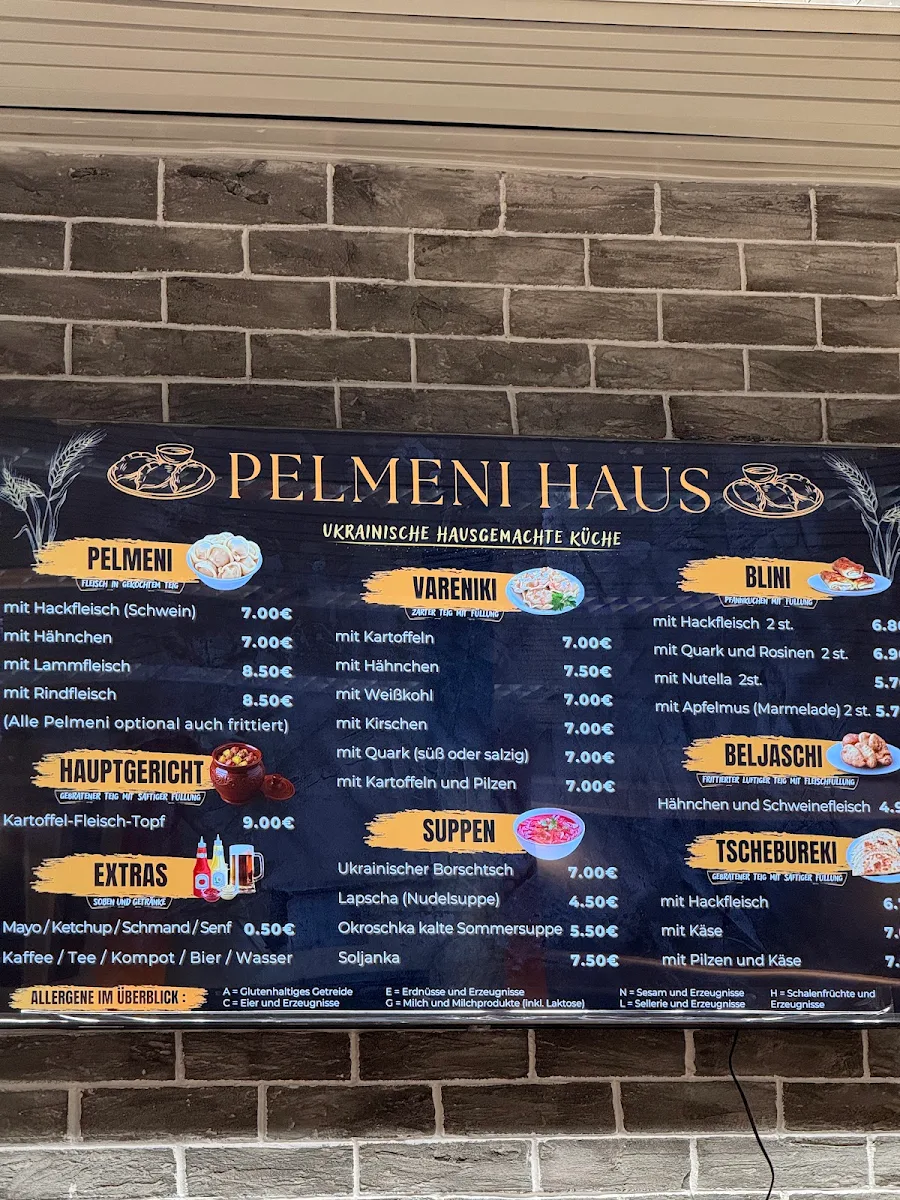Speisekarte, Pelmeni Haus