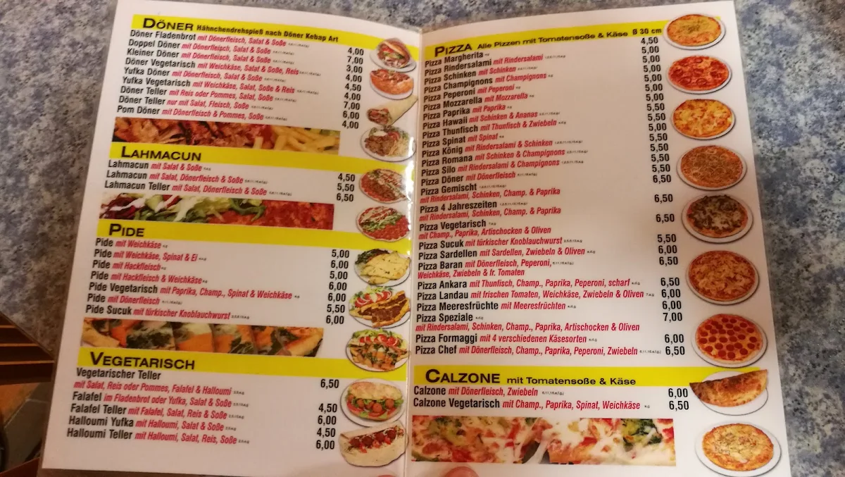 Speisekarte, Baran Pizza- &Kebap-Haus