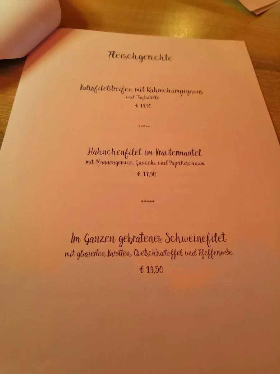 Speisekarte, Restaurant "Zum Deichgrafen"