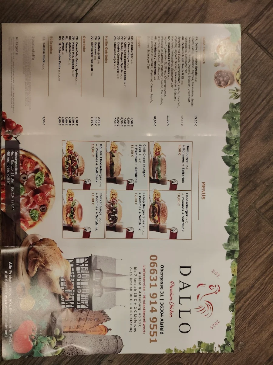 Speisekarte, Dallo Hähnchen Grill