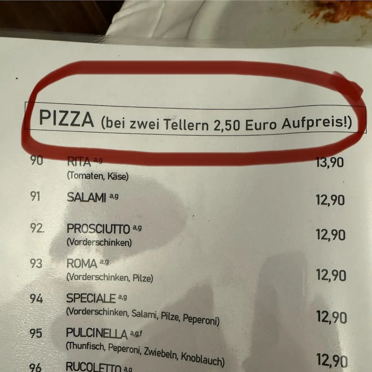 Speisekarte, Al Teatro