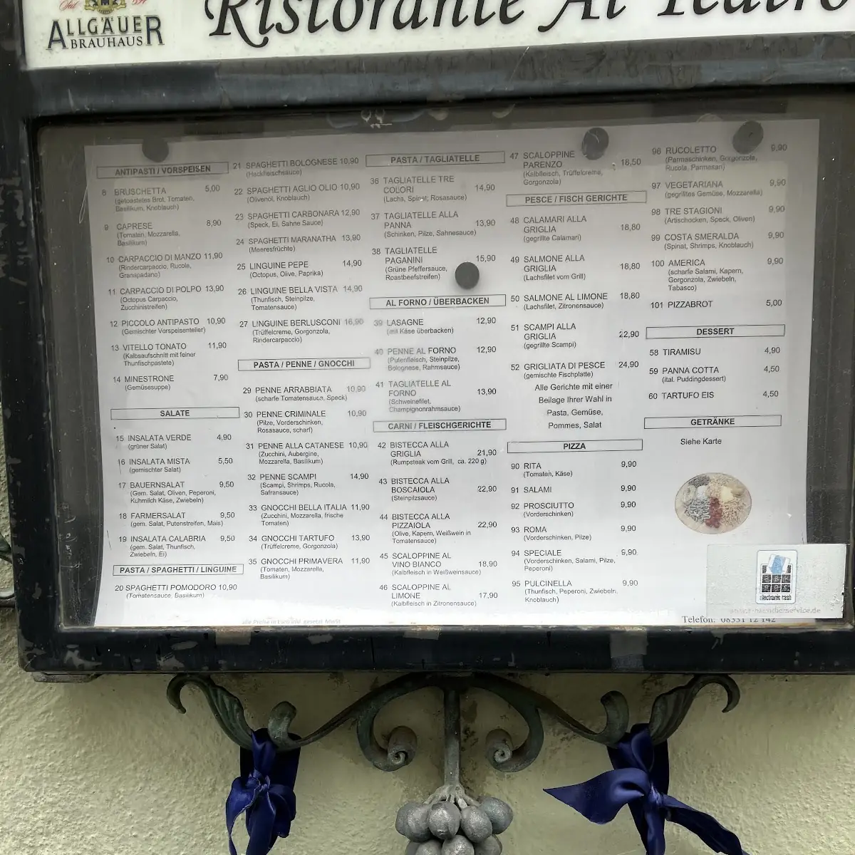 Speisekarte, Al Teatro