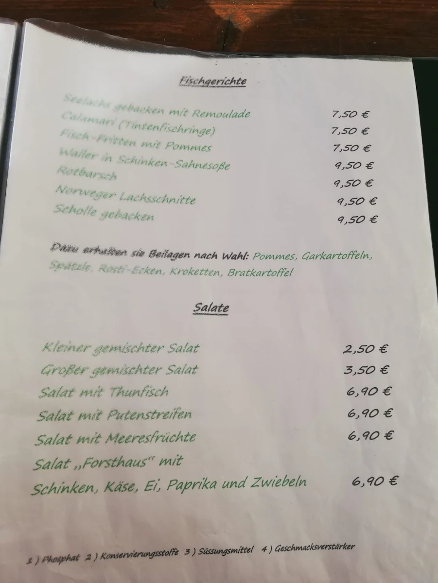 Speisekarte, Landhotel & Gasthaus Zum Forsthaus Leitlitz